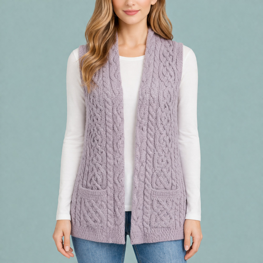 Carriag Donn Carriagdonn Size Small S Cable Knit Open Merino Wool Sweater Vest